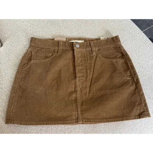 Levi's Icon Skirt Corduroy Brown A Line Button Fly Mini Juniors Size 28 - Picture 8 of 11